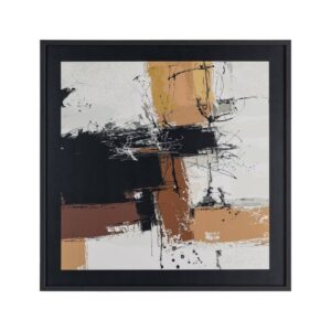 Cuadro Abstracto Impreso en Madera y Cristal con Marco Negro 73x3x73 cm