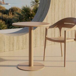 Mesa de Terraza Beige | Metal de Alta Resistencia - 70x70 cm