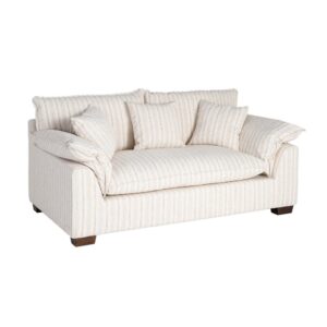 Sofá 2 plazas estampado a rayas crema de tela para salón – 178 x 101 x 71 cm
