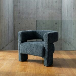 Sillón azul tapizado en tela para salón – 81 x 72 x 69 cm