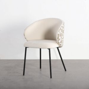 Silla estampada tapizada en tela con estructura metálica estilo contract – 56,5 x 56 x 74,5 cm