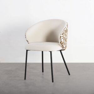 Silla estampada tapizada en tela con estructura metálica estilo contract – 56,5 x 56 x 74,5 cm