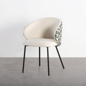 Silla estampada tapizada en tela con estructura metálica estilo contract – 56,5 x 56 x 74,5 cm