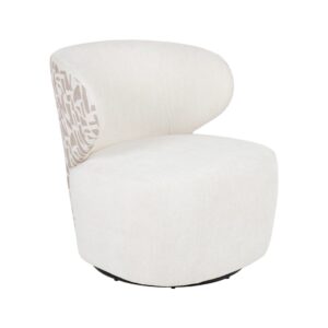 Sillón tapizado bicolor crema y beige – 73 x 68 x 74 cm