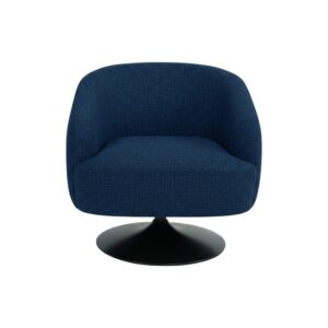 Sillón giratorio azul tapizado en tela con estructura metálica – 76 x 80 x 73 cm