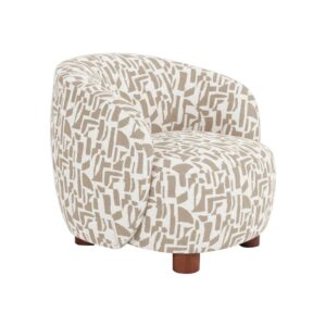 Sillón estampado crema y beige tapizado en tela con estructura metálica – 80 x 82 x 62 cm