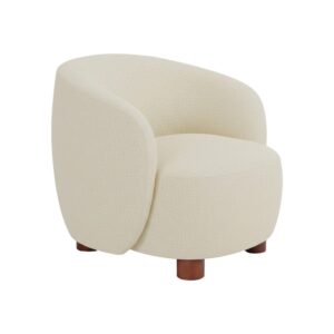 Sillón crema tapizado en tela con estructura metálica – 80 x 82 x 62 cm