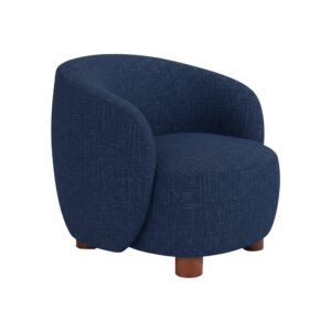 Sillón individual azul tapizado en tela con patas metálicas para salón – 80 x 82 x 62 cm