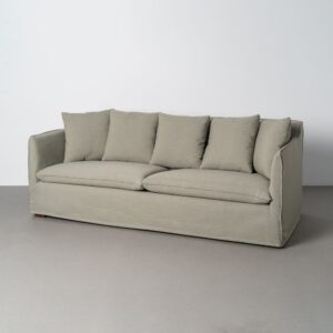 Sofá verde de tela para salón moderno – 215 x 92 x 78 cm