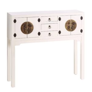 Consola Blanca de DM Clásica de 95 cm con 4 Puertas y 3 Cajones - Elegancia Minimalista para Entradas y Salones