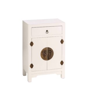 Mesita Blanca de DM con Cajón y 2 Puertas - 69 cm, Madera de Alta Calidad, Ideal para Decoración y Almacenamiento