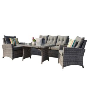 Comedor de Jardín Dalila | Set de 4 Piezas en Ratán Premium