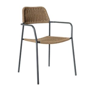 Silla Apilable Milos | Estructura Grafito / Asiento Café
