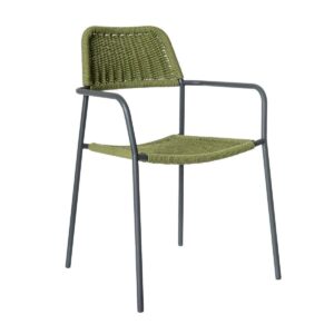 Silla Apilable Milos | Estructura Grafito / Asiento Oliva
