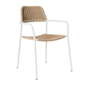 Silla Apilable Milos | Estructura Blanca / Asiento Beige