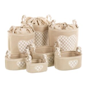 Cesto y cesta HEART beige 40x40x42 cm, tela 60% algodón