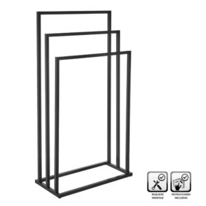 Toallero de Metal Negro 45x22x85 cm con Brazos Ajustables