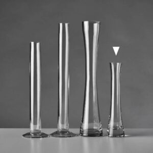 Jarrón Violetero de Vidrio 90 ml, 5x5x20 cm, Boca 3,5 cm