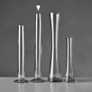 Jarrón Violetero de Vidrio 7x7x30 cm, Capacidad 140 ml, Boca 3 cm