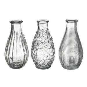 Jarrón de Vidrio 3/M, 7x7x14 cm, Boca de 3 cm