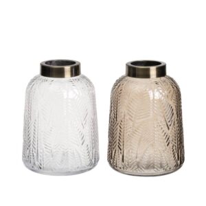 Jarrón de Vidrio Transparente 15x15x21 cm con Boca de 7,5 cm