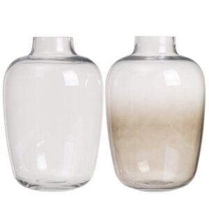 Jarrón de Vidrio Transparente Café 20x20x30 cm 2 Piezas