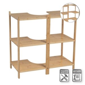 Mueble Bajo Lavabo de Bambú 60x30x60 cm con Baldas Fijas