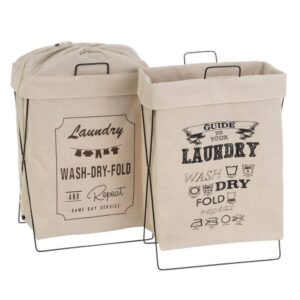 Cesto de Metal y Tejido Desenfundable Negro 38 x 25 x 60 cm