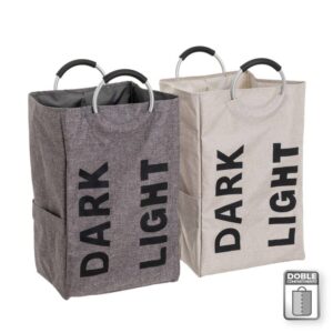 Cesto de Almacenaje Doble con Asa de Aluminio - 38x30x72 cm - Poliéster