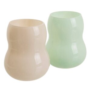 Jarrón de Vidrio Verde-Beige 15x15x20 cm, Diámetro 10 cm