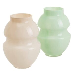 Jarrón de Vidrio Verde-Beige 17x17x23 cm, Boca 8 cm