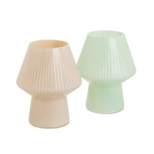 Jarrón de Vidrio Verde-Beige 13x13x17,5 cm con Boca de 7,5 cm