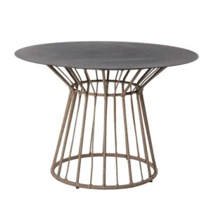 Mesa de Comedor Redonda Ariki | Acero y Ratán Sintético - Ø110 cm