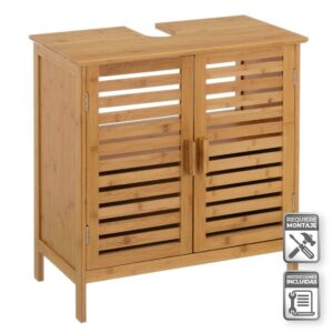 Mueble Bajo Lavabo de Bambú 2 Puertas 60x30x62 cm con Balda