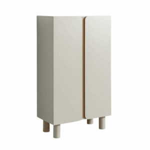 Armario Taupe de DM con Patas de Madera de Roble - 80x40x137 cm