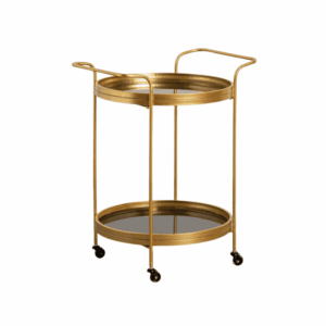 Camarera Dorada de Metal y Cristal para Decoración - Diseño Sofisticado y Funcional, 75,5 cm, Ideal para Salones y Comedores