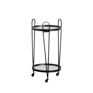 Camarera Negra de Metal y Cristal 82,5 cm - Mueble Decorativo Versátil con Ruedas para Hogar y Oficina