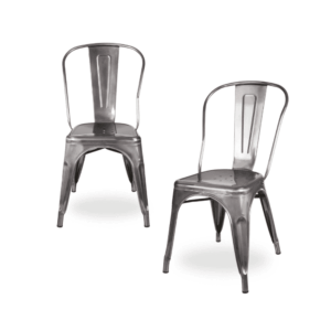 Pack 2 Sillas Industriales de Metal Plateadas 85 cm Archer