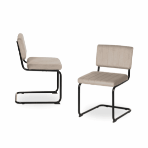 Pack de 2 Sillas Beige Hendrix de Tejido y Metal - Comodidad y Estilo Moderno para Comedores y Restaurantes