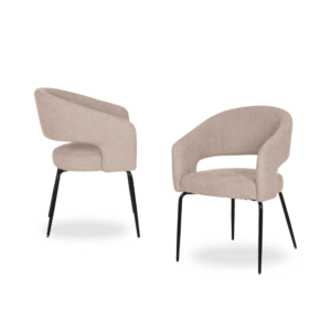 Pack de 2 Sillas Beige Ivenel con Tejido Resistente y Patas de Hierro - Diseño Ergonómico y Elegante para Comedores y Salones