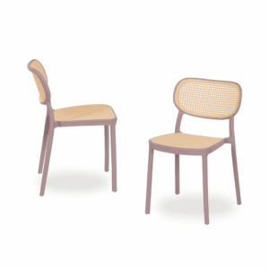 Pack de 2 Sillas Beige Rosa de Polipropileno Kyle - Ligeras, Apilables y Ergonómicas para Comedor y Terraza