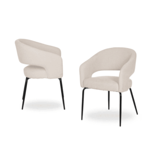 Pack de 2 Sillas Drennan Blancas con Tejido Resistente y Patas de Hierro - Diseño Moderno y Ergonómico para Comedor y Oficina