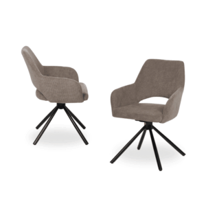 Pack de 2 Sillas Giratorias Taupe Abram con Patas de Metal - Diseño Moderno y Confortable, Altura de Asiento 48 cm, Soporta hasta 100 kg