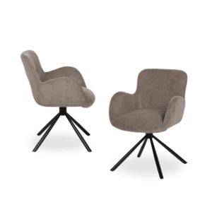 Pack de 2 Sillas Giratorias Taupe Kendrick con Patas de Metal - Confort y Diseño Contemporáneo
