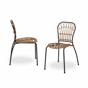 Pack de 2 Sillas Kellan Negras de Polietileno y Acero - Diseño Moderno y Apilables para Interiores y Exteriores (87 cm)