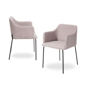 Pack de 2 Sillas Logan Beige de Tela y Metal - Diseño Moderno y Confort Ergonomico para Salones y Comedores