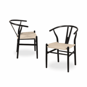 Pack de 2 Sillas Marcus Negras de Madera y Fibra - Elegancia y Comodidad para Comedores y Salas (77 cm)