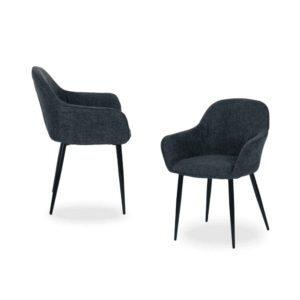 Pack de 2 Sillas Milton Azul Tejido con Patas de Hierro - Diseño Moderno y Cómodo para Comedor y Salón, 83 cm, Soportan hasta 140 kg, Sin Montaje