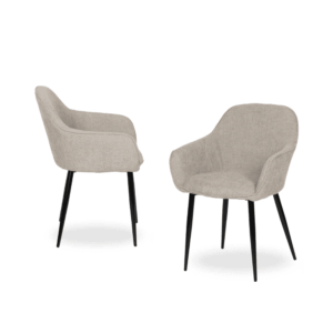 Pack de 2 Sillas Milton Gris Tejido con Patas de Hierro - Diseño Moderno y Confortable para Salón y Comedor, 83 cm, Soporte hasta 140 kg, Sin Montaje