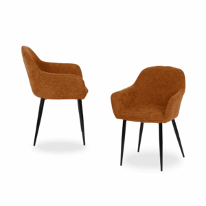 Pack de 2 Sillas Milton Marrón con Tejido Resistente y Base Metálica - Diseño Moderno y Confort para Comedor y Oficina, 83 cm, Soportan hasta 140 kg, Sin Montaje